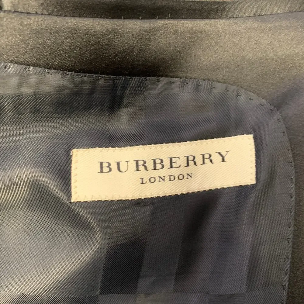 BURBERRY LONDON Size 42 Regular Black Wool Silk Shawl Lapel Sport Coat